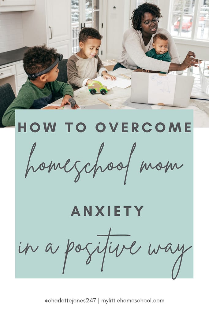 Mom and three kids - beat homeschool mom anxiety