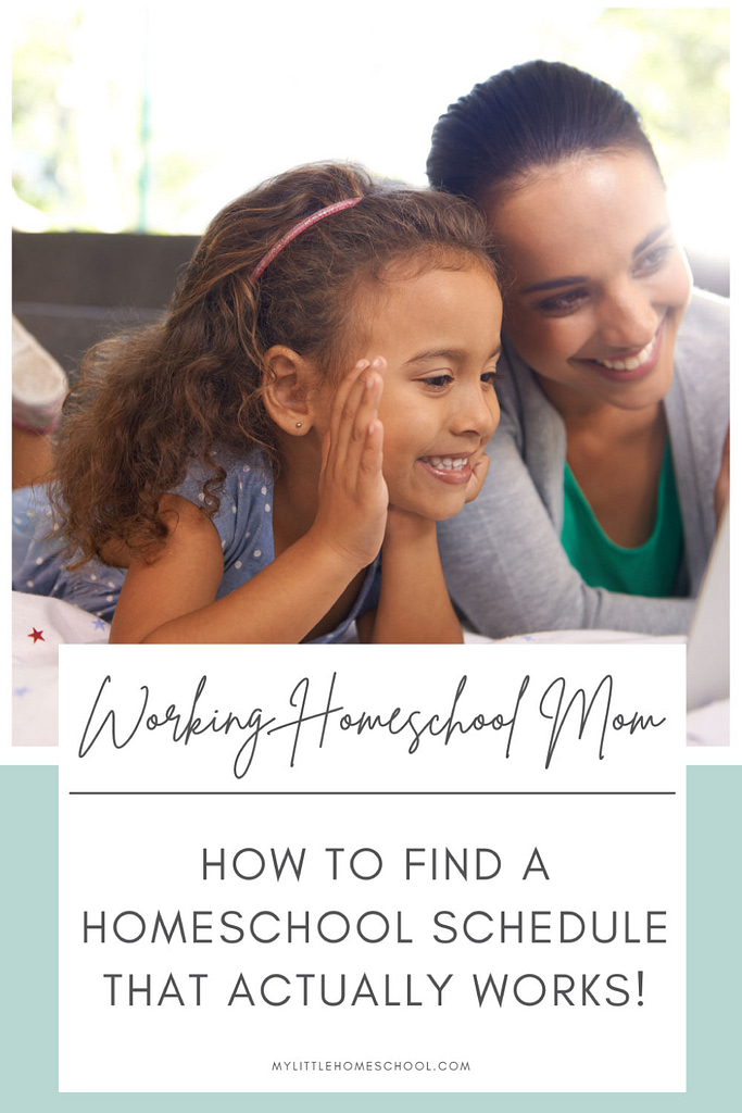 Mom and daughter looking at a laptop - Are you looking for the perfect homeschool schedule for working moms? Well, there isn't one! But I can show you how to find yours!